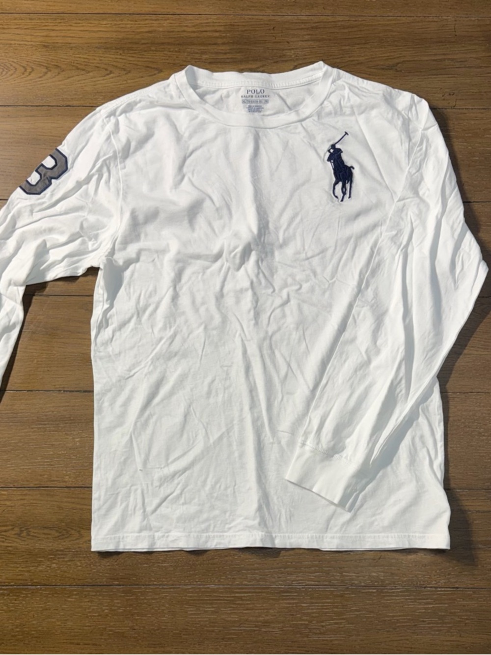 Ralph Lauren Polo Youth XL (18-20) White Long-Sleeve Big PonyTee